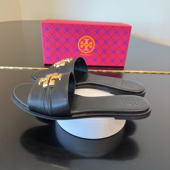 NWT Luxury Spring Summer Beach Authentic RARE Tory Burch Black Everly Slide/Shoe - Picture 10 of 17